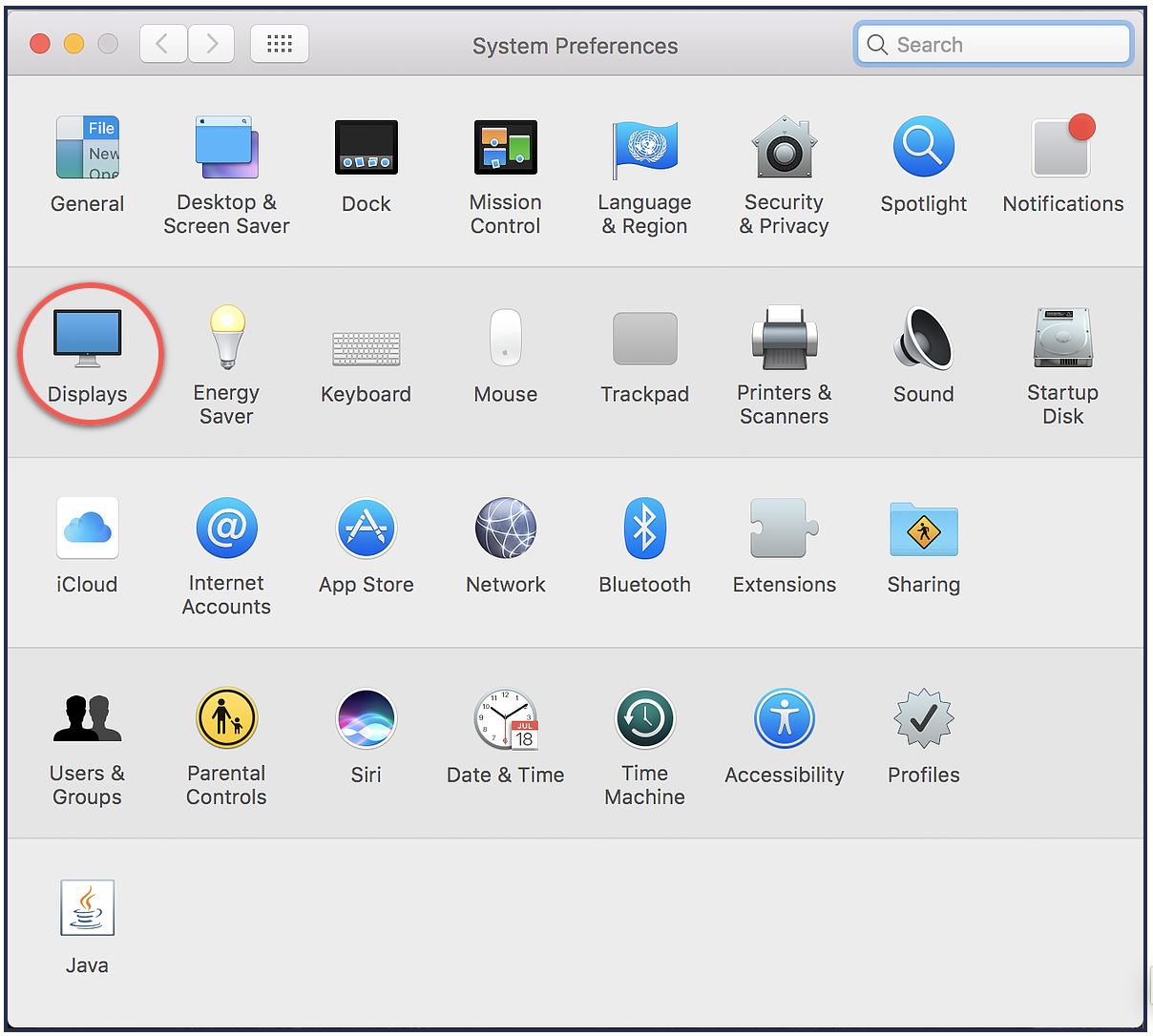 Display settings on a mac