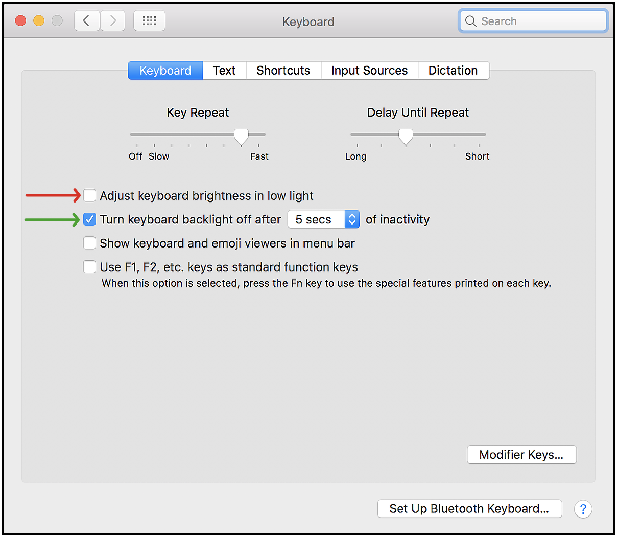 keyboard setting options