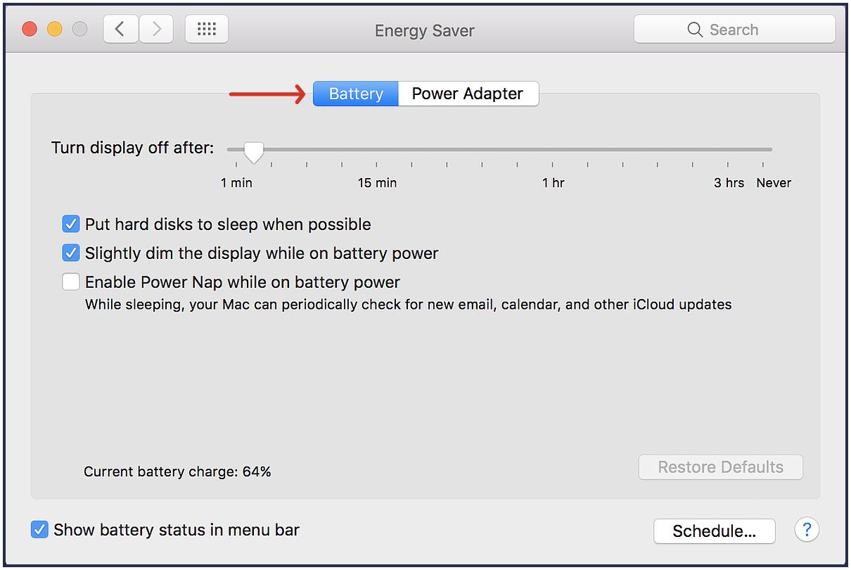 energy saver battery settings